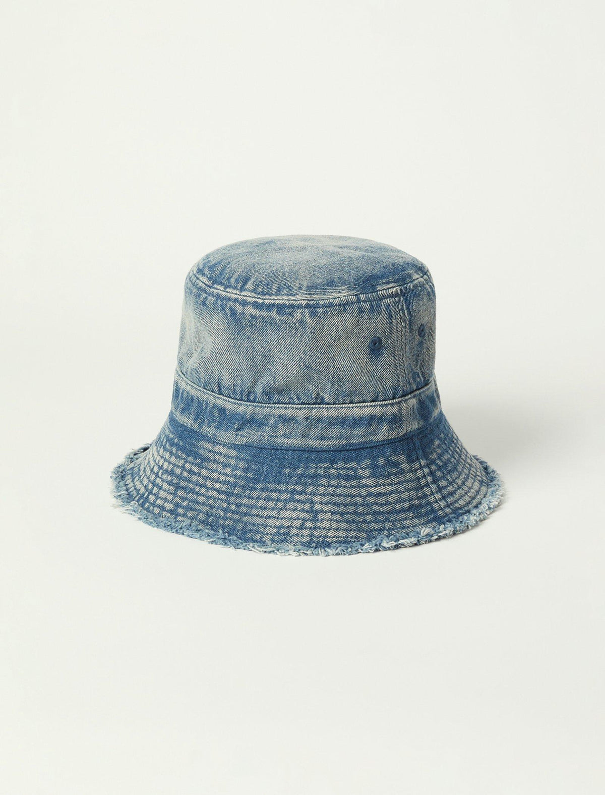 Lucky Brand Destructed Denim Bucket Hat - Women's Clothing Outerwear Jean Denim Jackets Medium Dark Blue