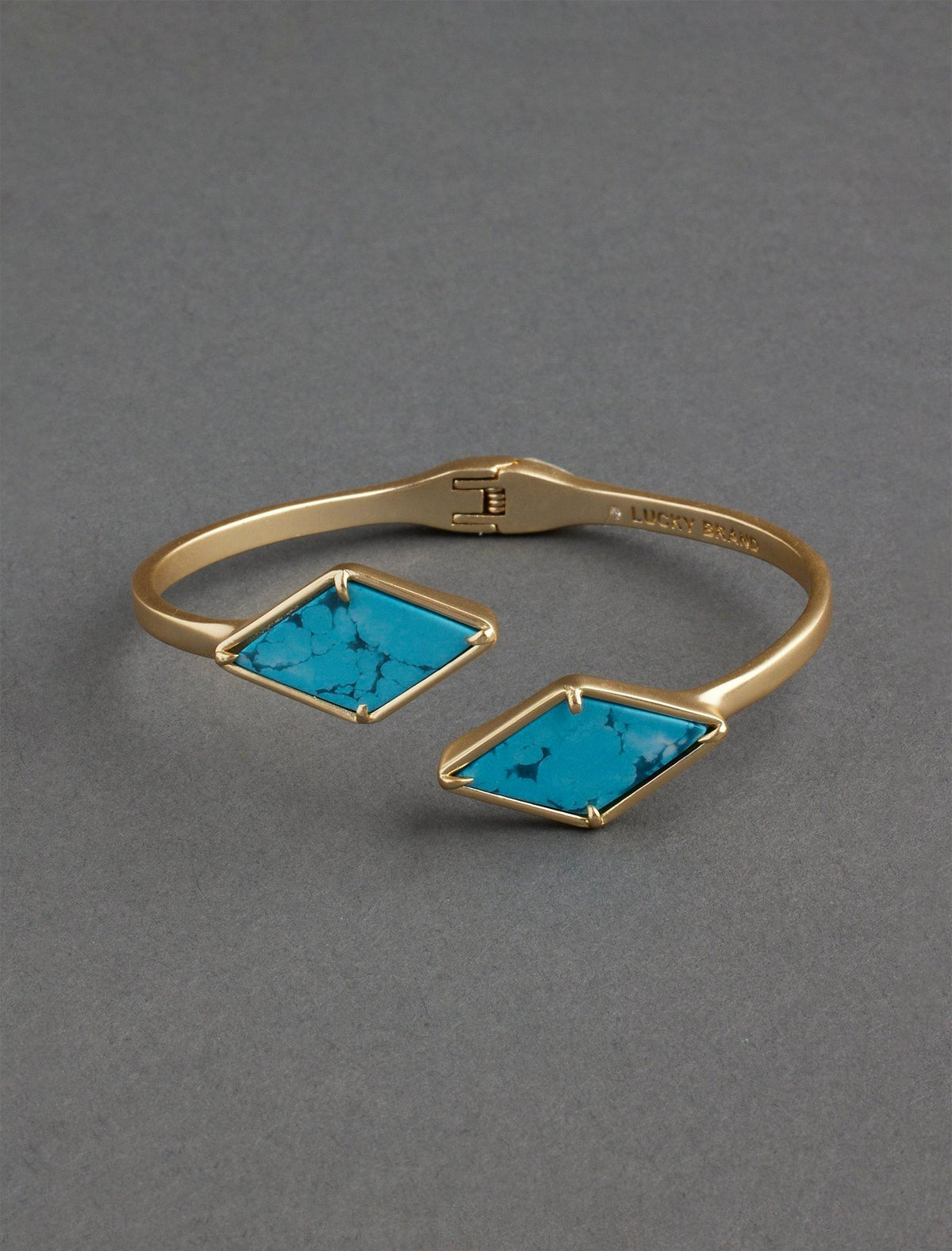 Lucky Brand Diamond Turquoise Hinge Cuff Bracelet Gold