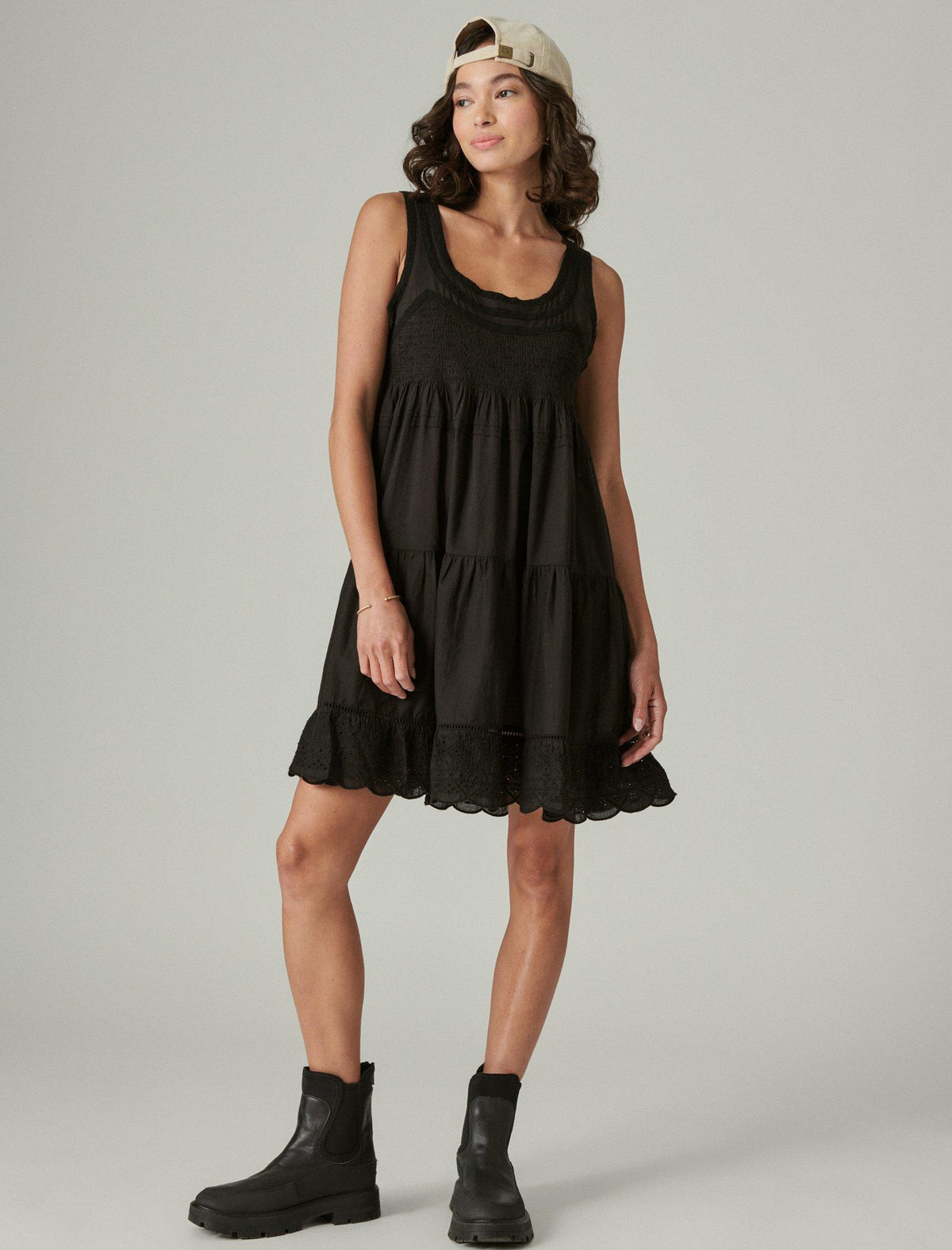 Lucky Brand Embroidered Tiered Mini Dress - Women's Clothing Dresses Mini Dress Meteorite
