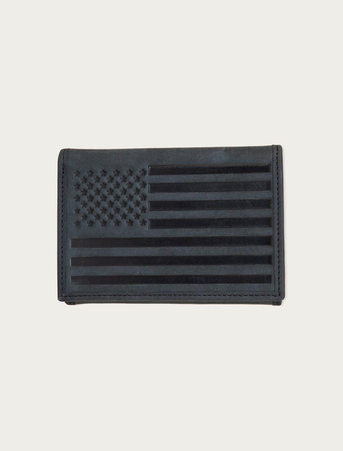 Lucky Brand Flag Embossed Leather Trifold Wallet Black