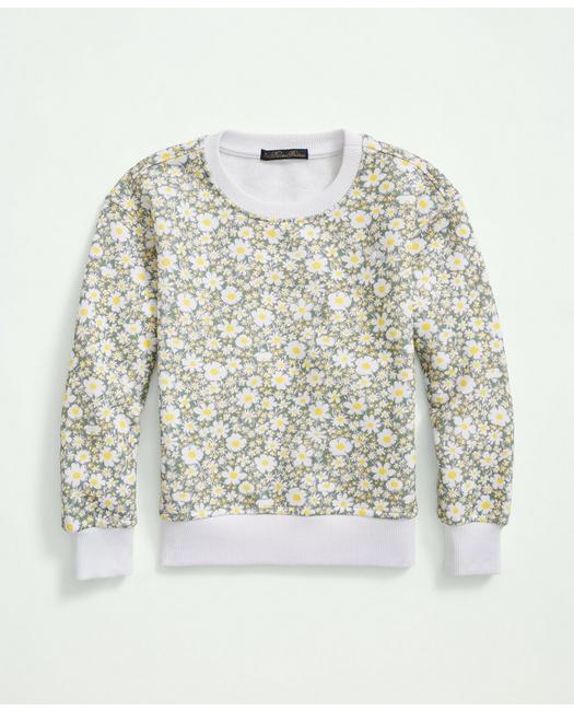 Brooks Brothers Girls Floral Terry Sweatshirt Green