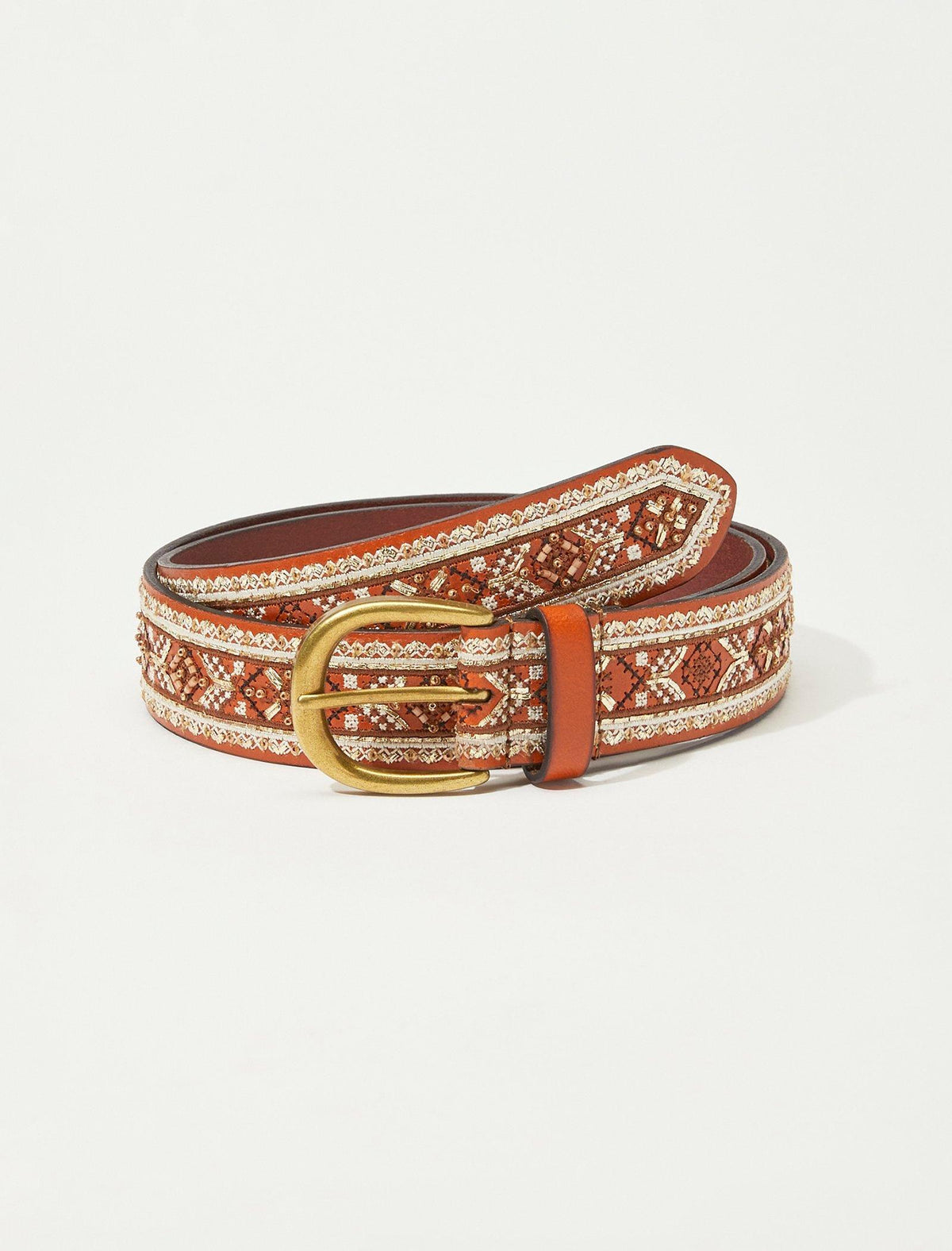 Lucky Brand Gold Shimmer & Embroidered Belt Multi