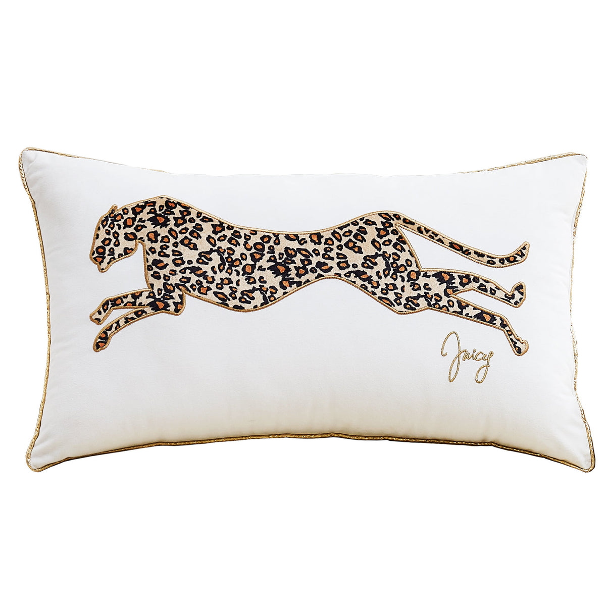 Juicy Couture Embroidered Leopard Pillow Cream