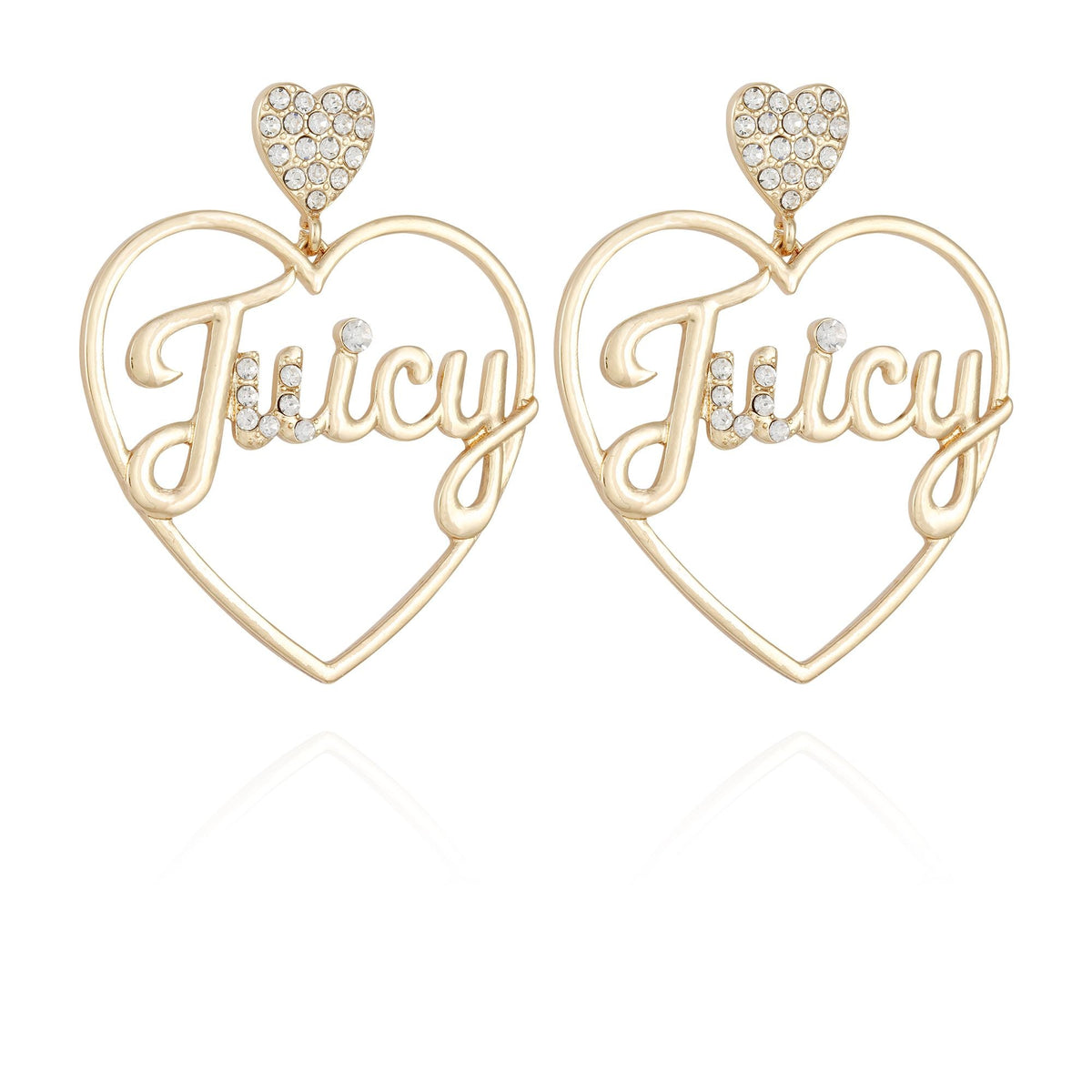 Juicy Couture Heart Logo Hoop Earrings Gold