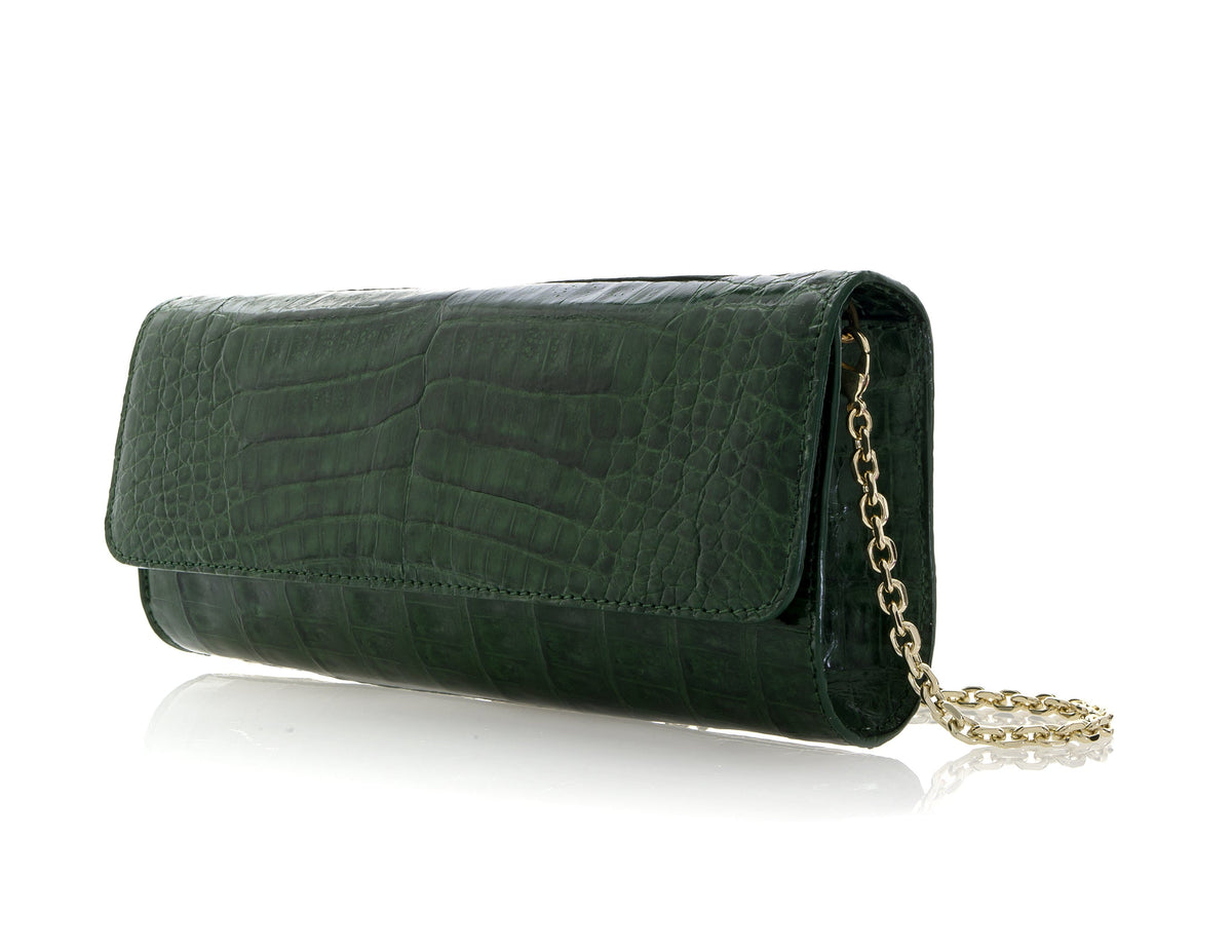 Judith Leiber Couture Ludith Leiber  Kate Crocodile Clutch Emerald