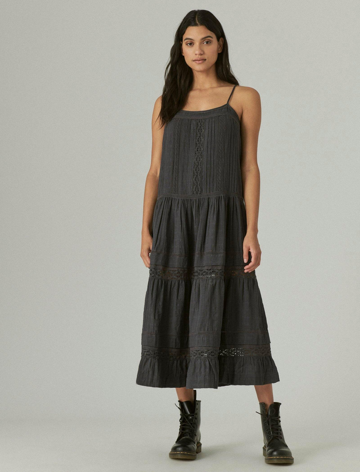 Lucky Brand Lace Maxi Dress Washed Black