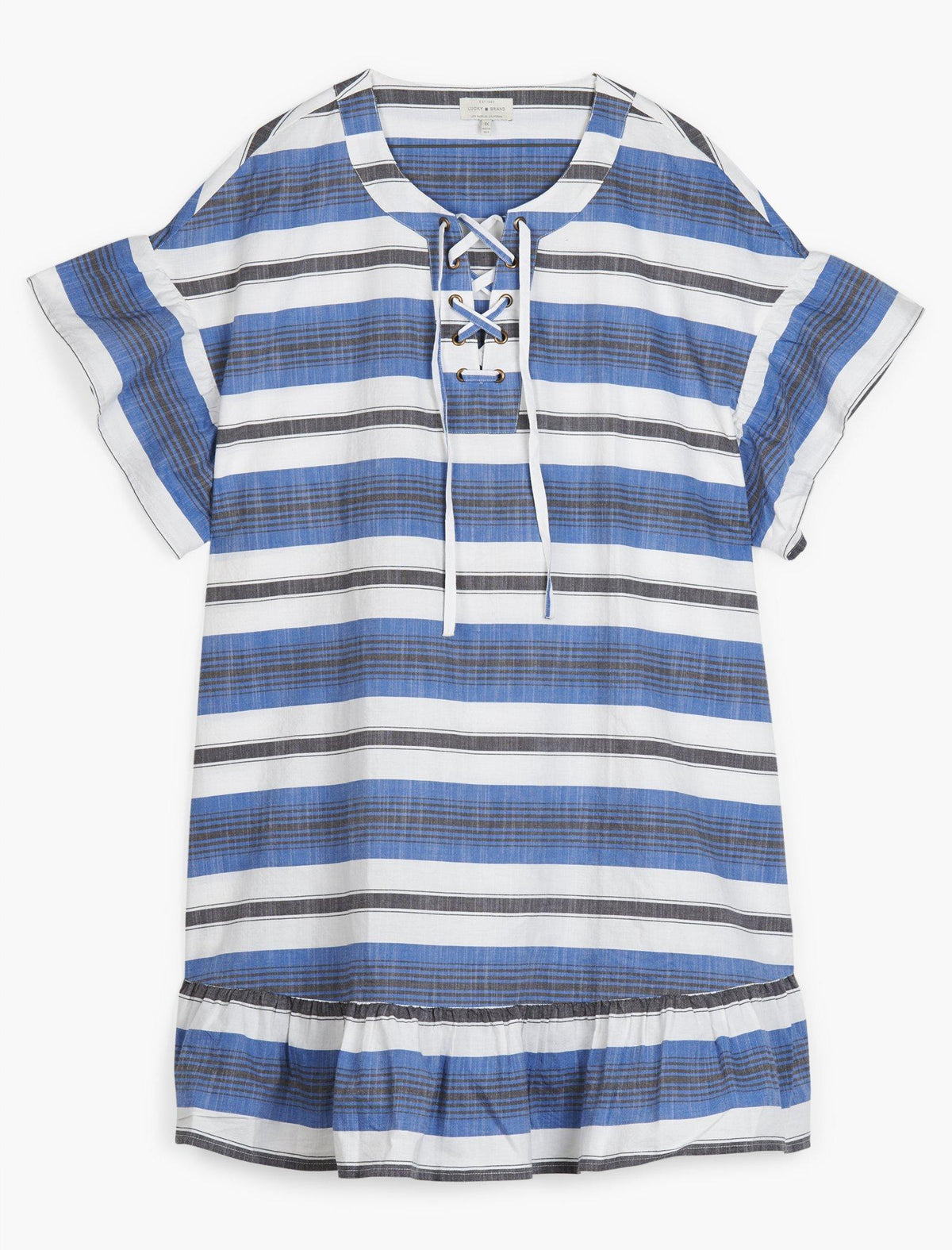 Lucky Brand Lace Up Dress - Women's Clothing Dresses Blue Multi
