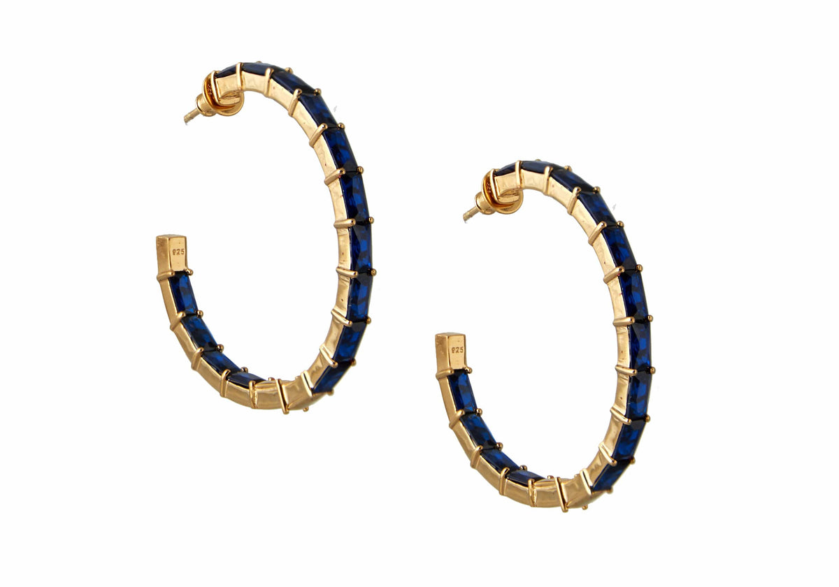 Judith Leiber Couture Judith Leiber Jewelry  Baguette Hoop Earrings Blue