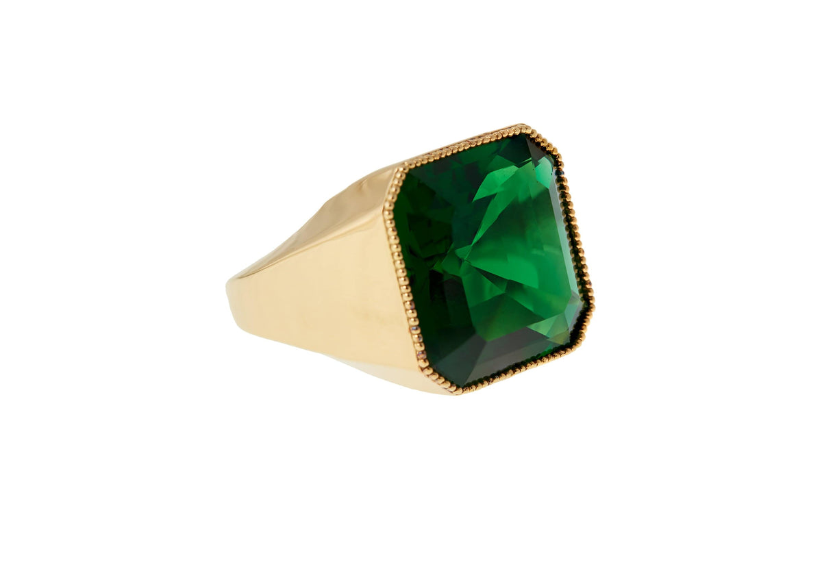 Judith Leiber Couture Large Gem Signet Ring Green