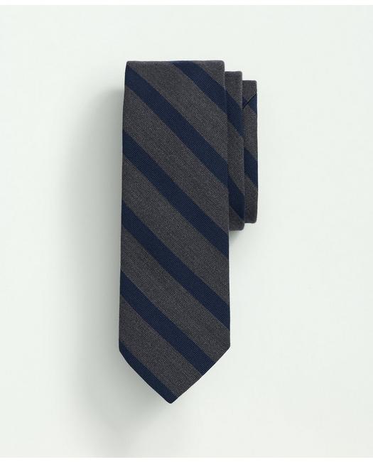 Brooks Brothers Men's Wool Silk Geo Striped Tie Dark Grey/Navy