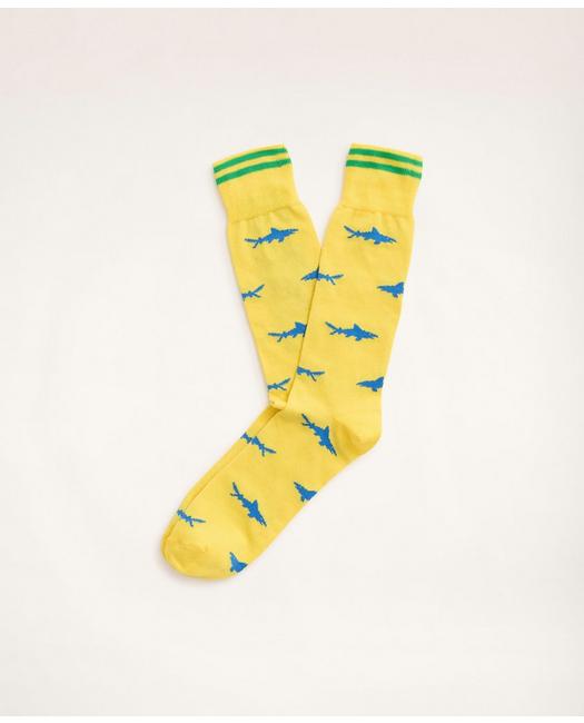 Brooks Brothers Men's Tipped Shark Crew Socks Yellow/Blue