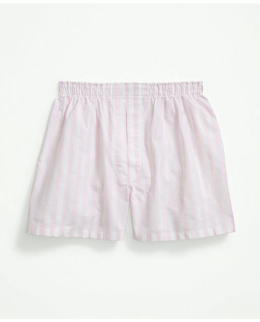 Brooks Brothers Men's Cotton Oxford Stripe Boxers Pink