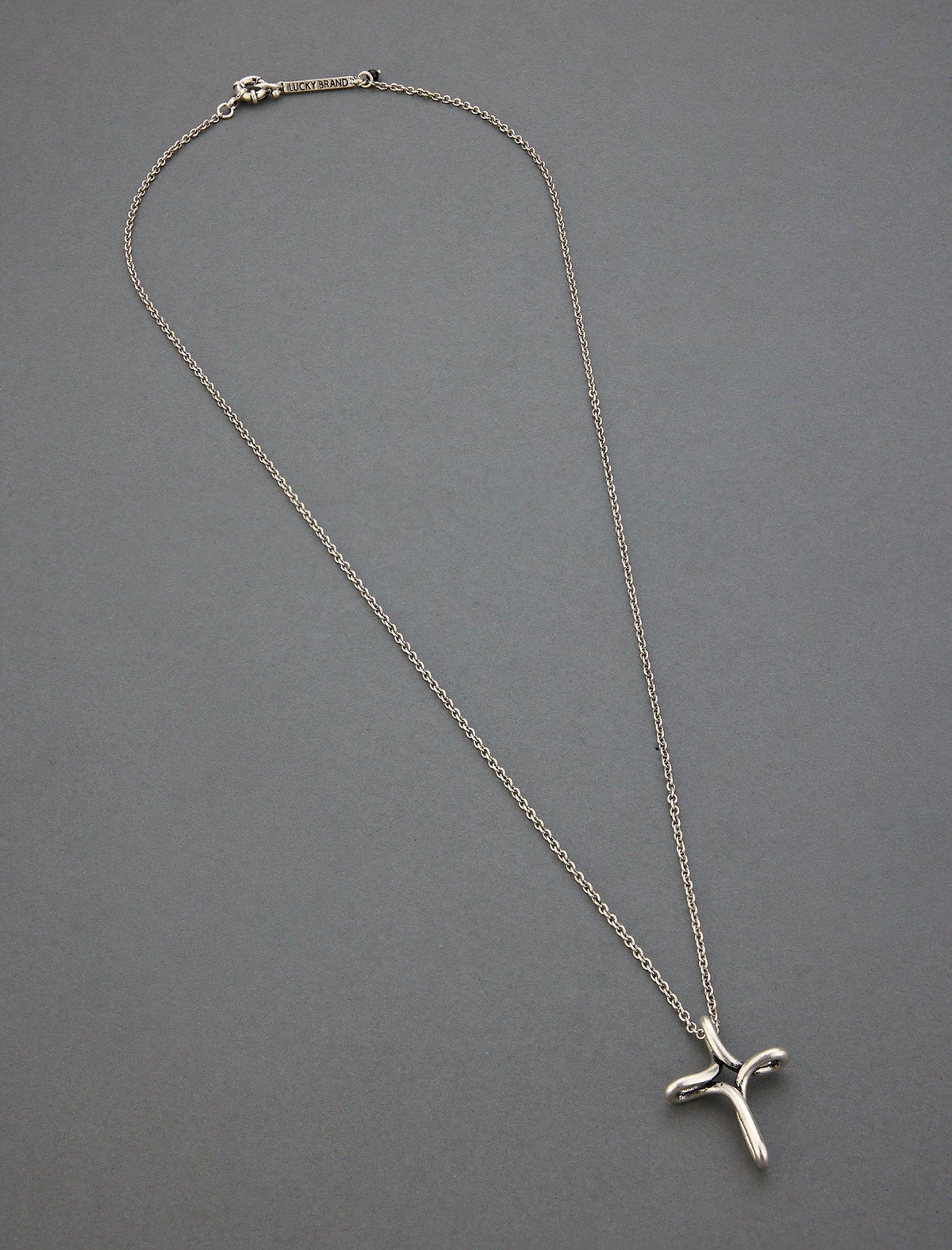 Lucky Brand Men's Cross Pendant Necklace Silver