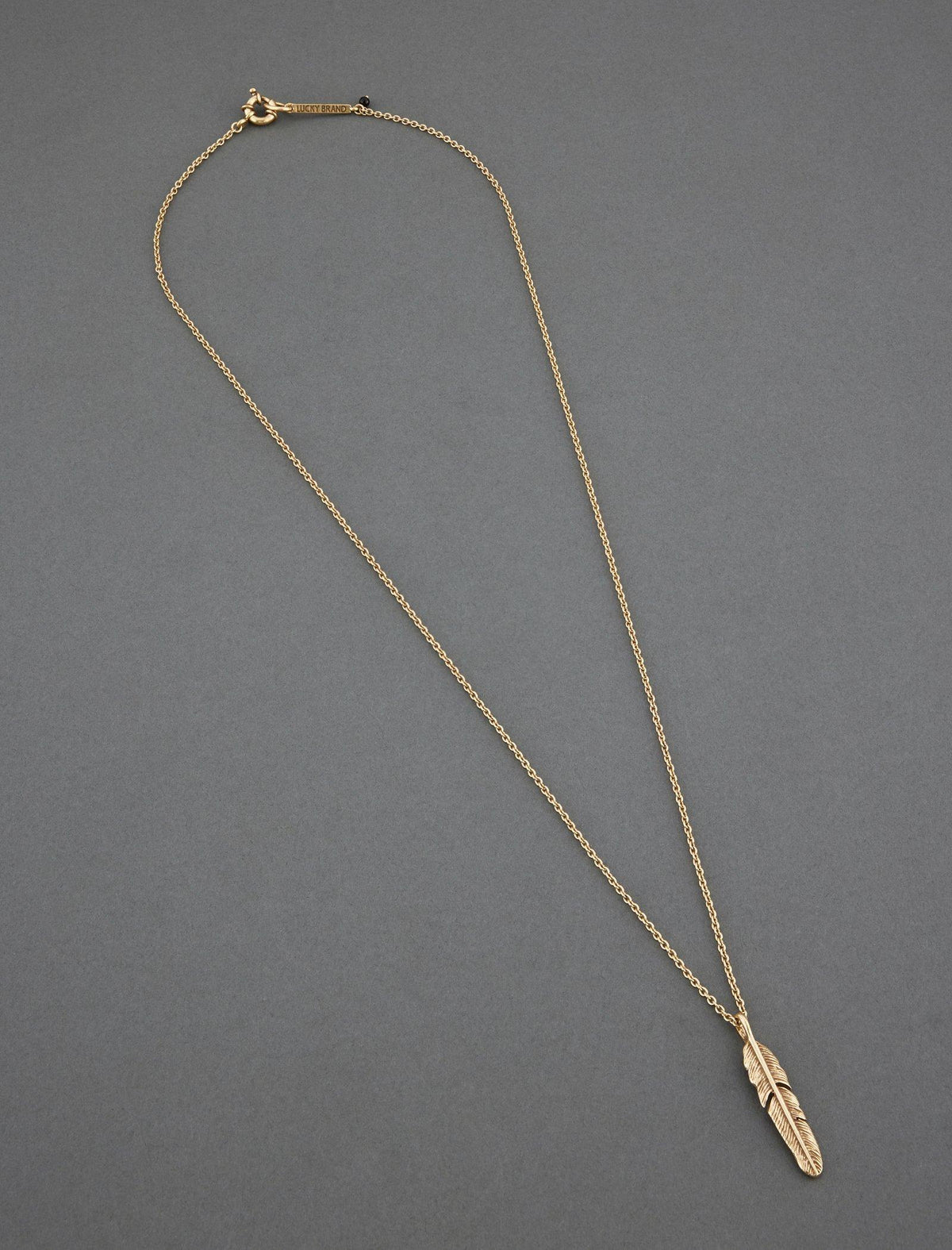 Lucky Brand Men's Feather Necklace Gold