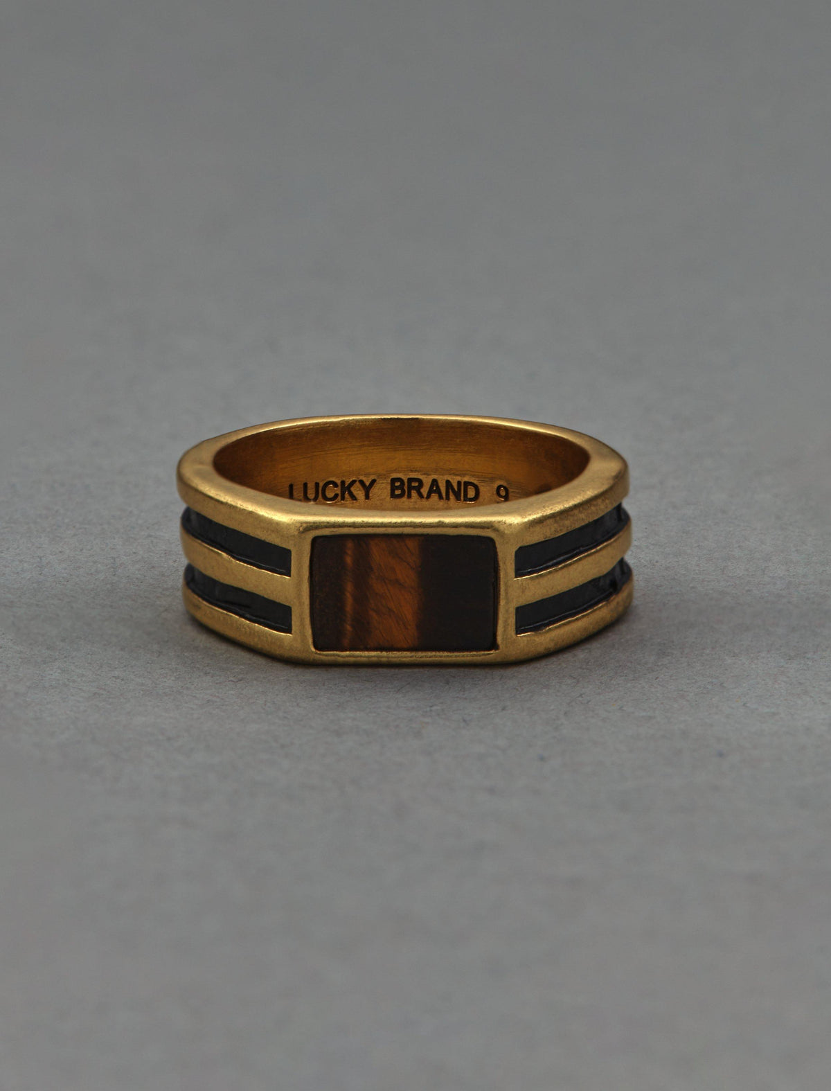 Lucky Brand Men's Set Stone Band Ring Gold
