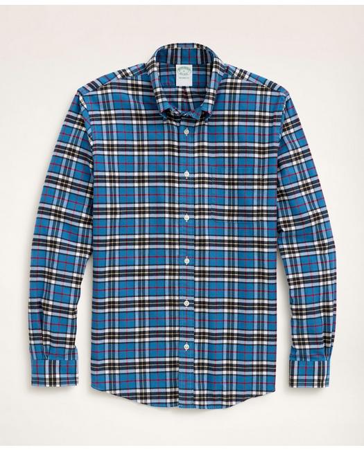Brooks Brothers Men's Milano Slim-Fit Portuguese Flannel Tartan Shirt Teal