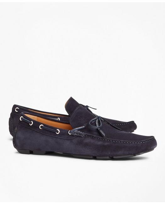 Brooks Brothers Men's Suede Driving Moccasins Shoes Navy