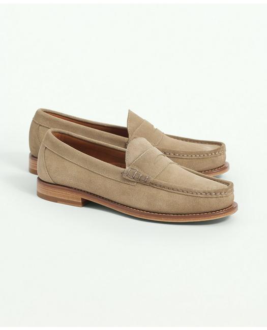 Brooks Brothers Men's Suede Penny Loafers Tan