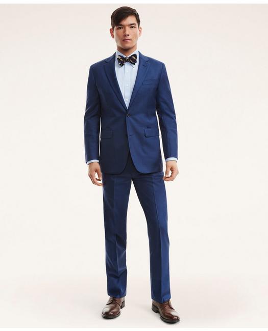 Brooks Brothers Men's Madison Fit Sharkskin 1818 Suit Blue
