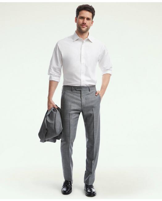 Brooks Brothers Men's Explorer Collection Regent Fit Prince of Wales Suit Pants Grey