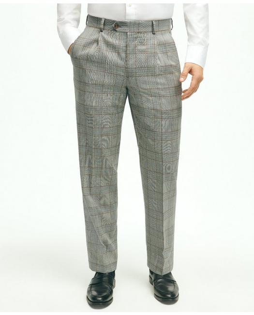 Brooks Brothers Men's Regent Fit Wool Check Suit Pants Blue