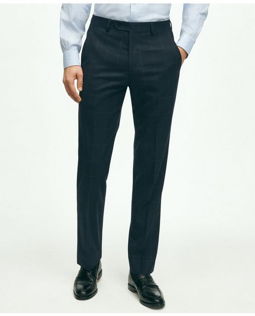 Brooks Brothers Men's Explorer Collection Regent Fit Merino Wool Windowpane Suit Pants Navy