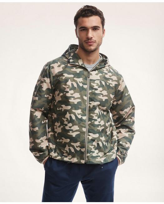 Brooks Brothers Men's Water Repellent Camouflage Windbreaker Sweater Olive
