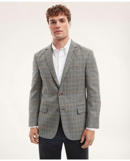 Brooks Brothers Men's Madison Relaxed-Fit Lambswool Multi-Plaid Sport Coat Beige