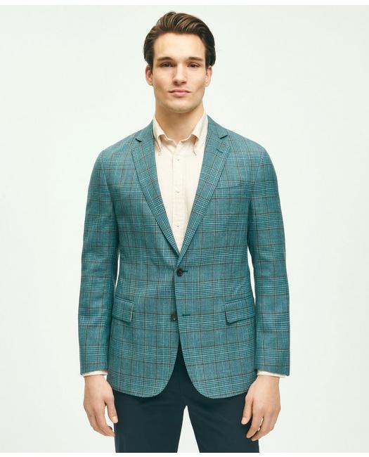 Brooks Brothers Men's Regent Classic-Fit Wool-Silk-Linen Check Sport Coat Turquoise