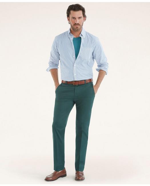 Brooks Brothers Men's Milano Slim-Fit Stretch Advantage Chino Pants Green