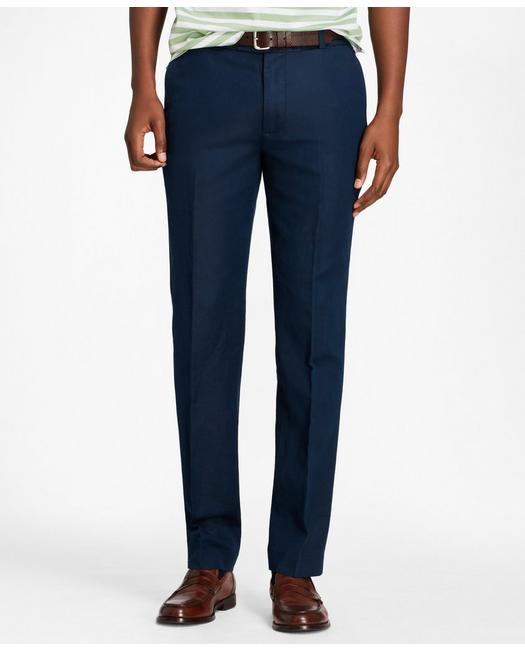 Brooks Brothers Men's Milano Fit Linen and Cotton Chino Pants Navy