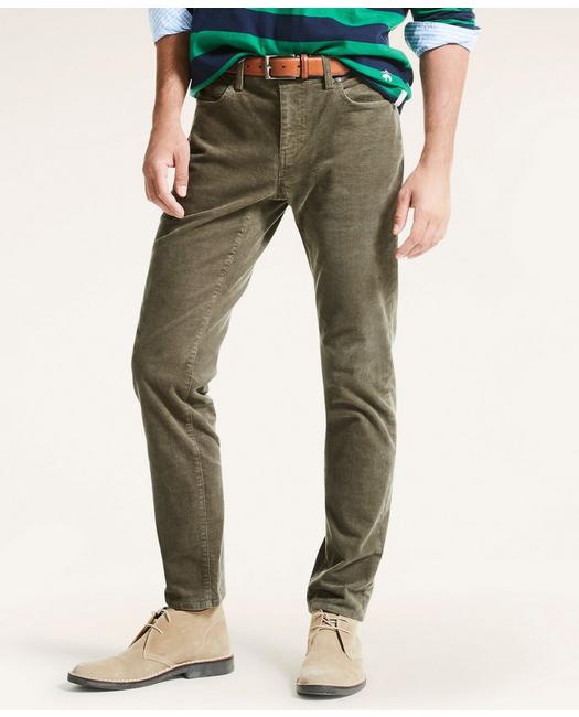 Brooks Brothers Men's Five-Pocket Stretch Corduroy Pants Olive