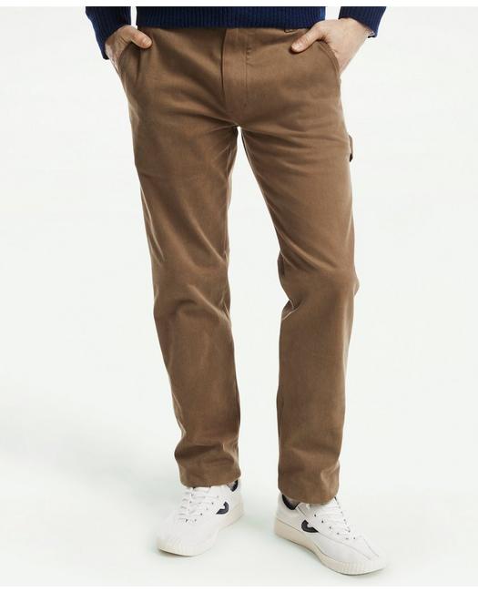 Brooks Brothers Men's Slim Fit Garment-Dyed Painter Pants Olive