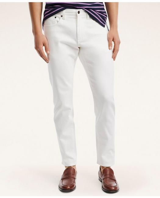 Brooks Brothers Men's Classic Slim Fit Denim Jeans White