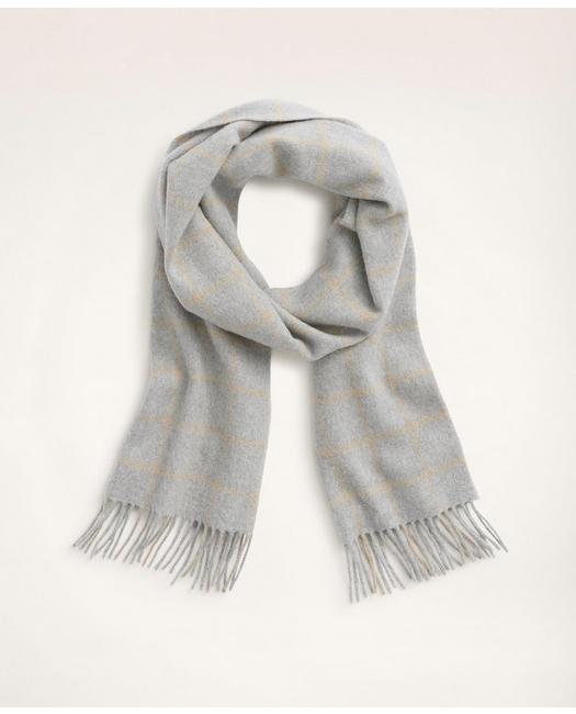 Brooks Brothers Men's Lambswool Fringed Scarf Grey/Tan