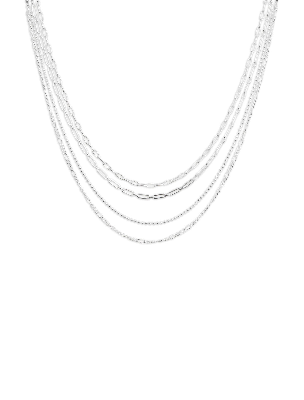Lucky Brand Multi Chain Layer Necklace Silver