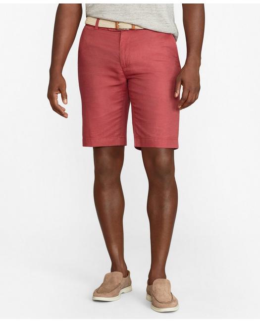 Brooks Brothers Men's Linen and Cotton Bermuda Shorts Burnt Red