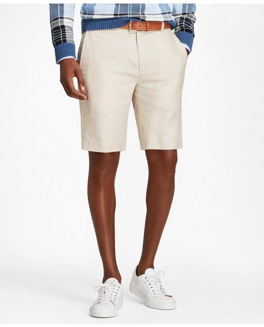 Brooks Brothers Men's Linen and Cotton Bermuda Shorts Oatmeal