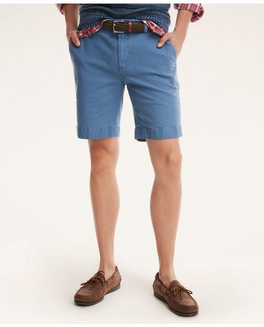 Brooks Brothers Men's 9" Stretch Washed Canvas Shorts Pale Blue