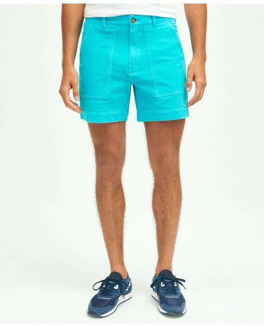 Brooks Brothers Men's Stretch Cotton Wide-Wale Corduroy Shorts Pants Turquoise