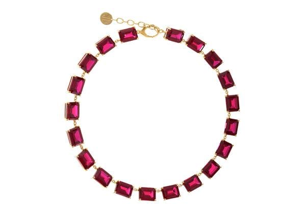 Judith Leiber Couture Gem Collet Necklace Red