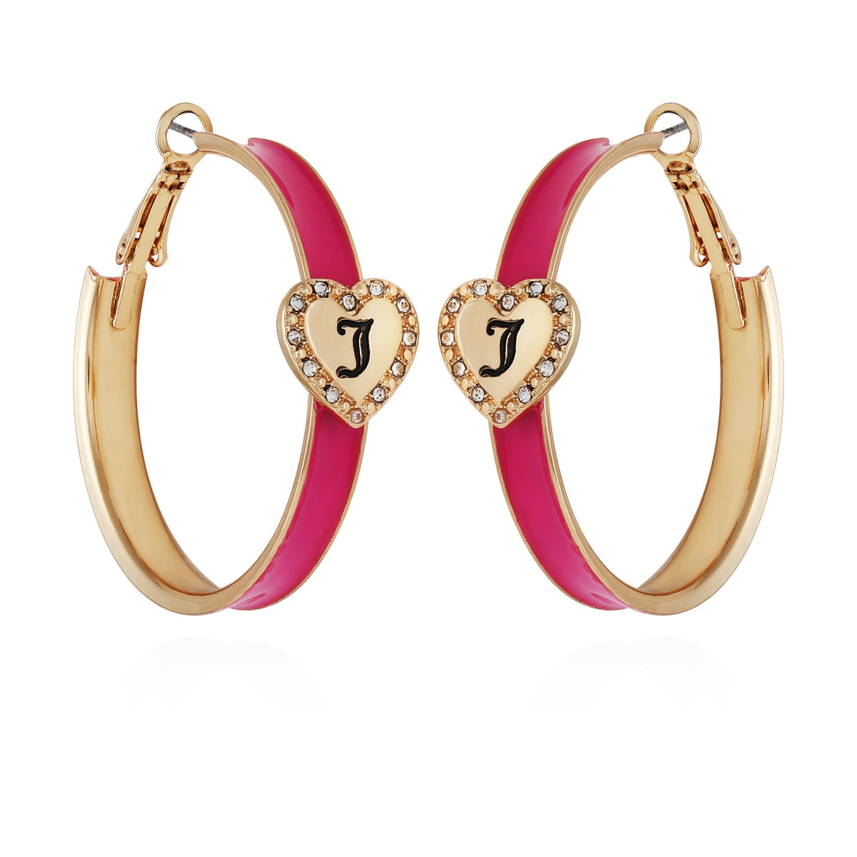 Juicy Couture Monogram Heart Hoop Earrings Gold