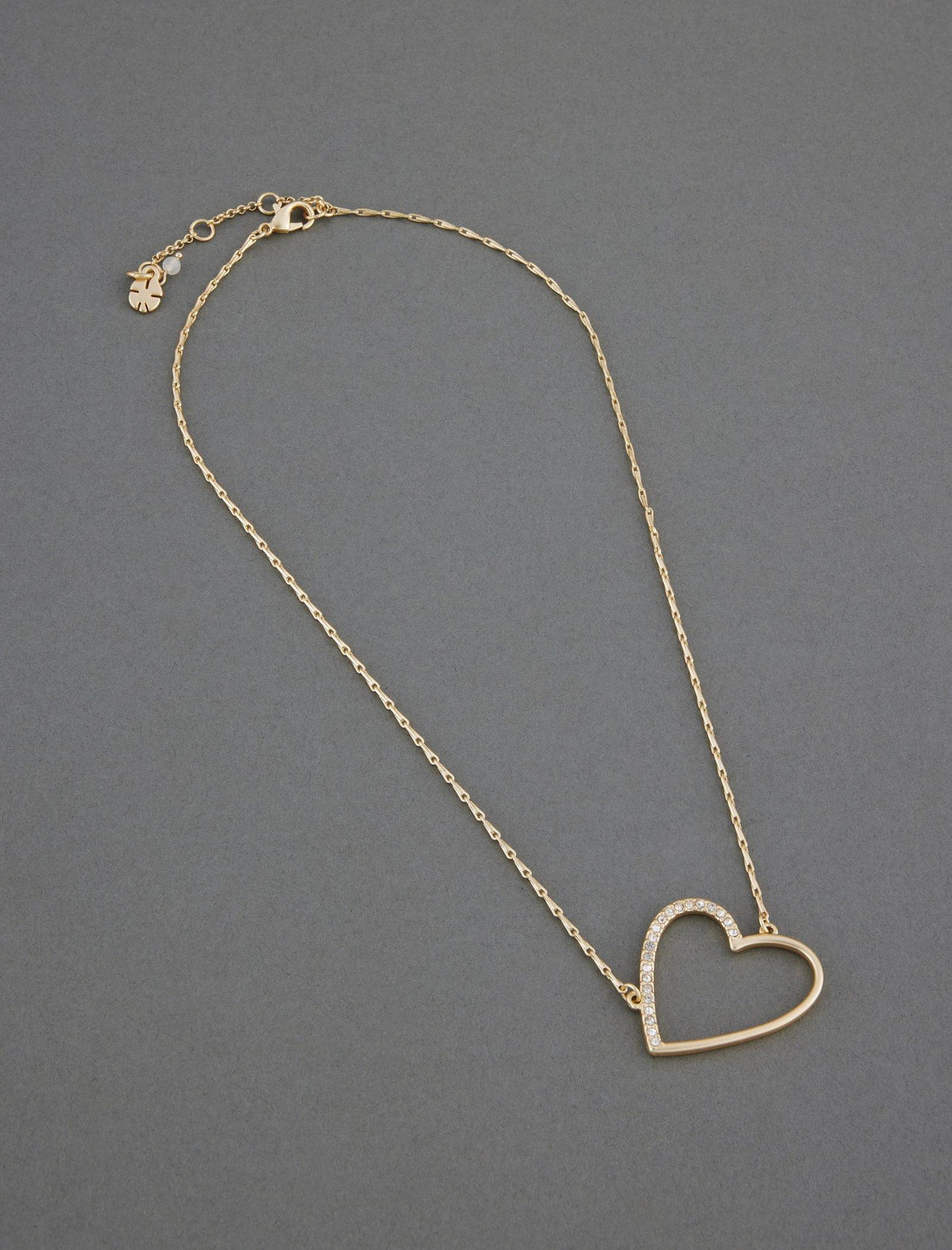 Lucky Brand Pave Open Heart Pendant Gold
