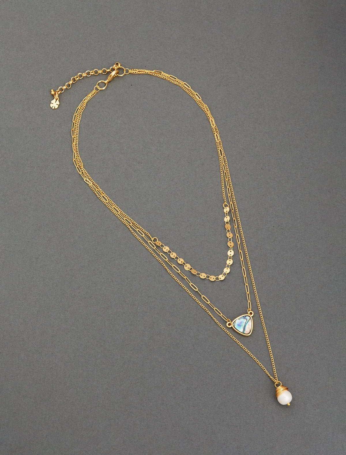 Lucky Brand Pearl And Abalone Delicate Layer Necklace Gold