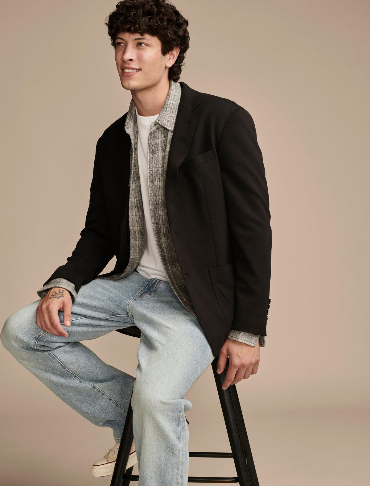 Lucky Brand Pique Blazer 4-Way Stretch - Men's Clothing Jackets Coats Blazers Black