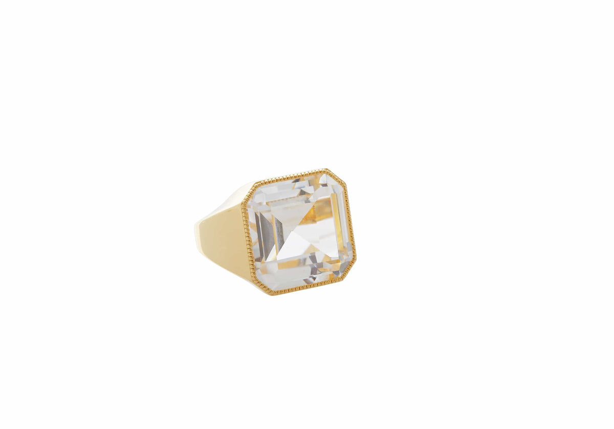 Judith Leiber Couture Gem Signet Ring Clear 8
