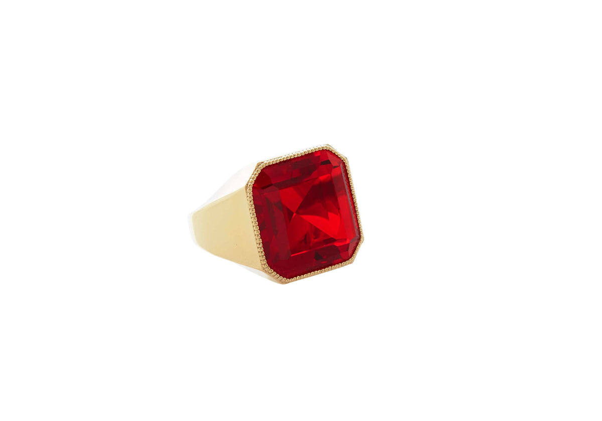 Judith Leiber Couture Gem Signet Ring Red 7