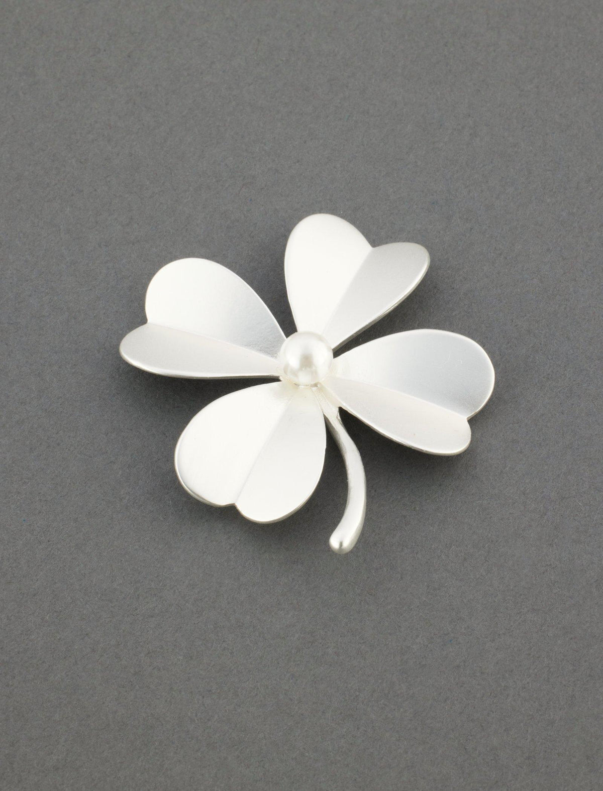 Lucky Brand Tone Pearl Clover Brooch Silver