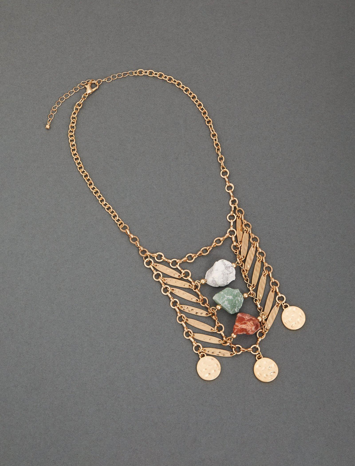 Lucky Brand Statement Collar Stone Necklace Gold