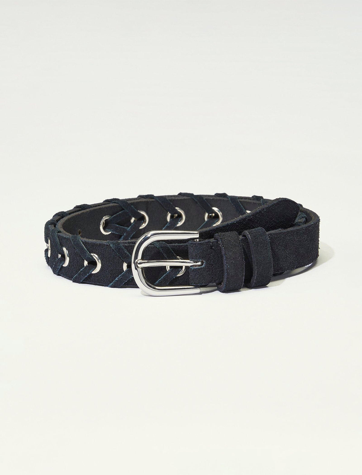 Lucky Brand Suede Braided Grommet Belt - Women's Accessories Belts Black